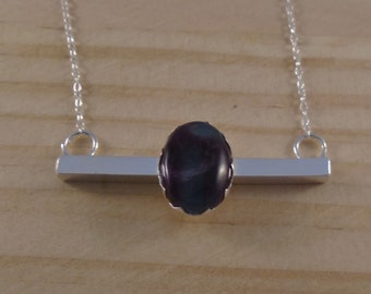 Sterling Silver Fluorite Strip Necklace