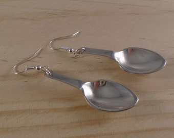 Upcycled Silver Plated Sugar Tong Spoon Earrings