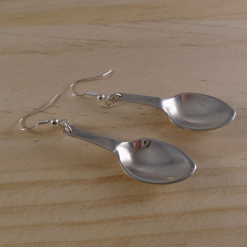 Upcycled Silver Plated Sugar Tong Spoon Earrings image 1