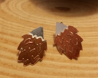 Sterling Silver and Copper Hedgehog Stud Earrings