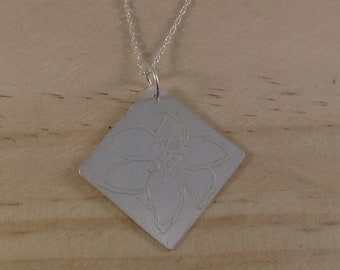 Sterling Silver Etched Lily Necklace