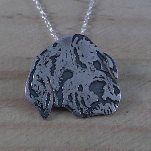 Sterling Silver Cockapoo Doodle Dog Head Necklace