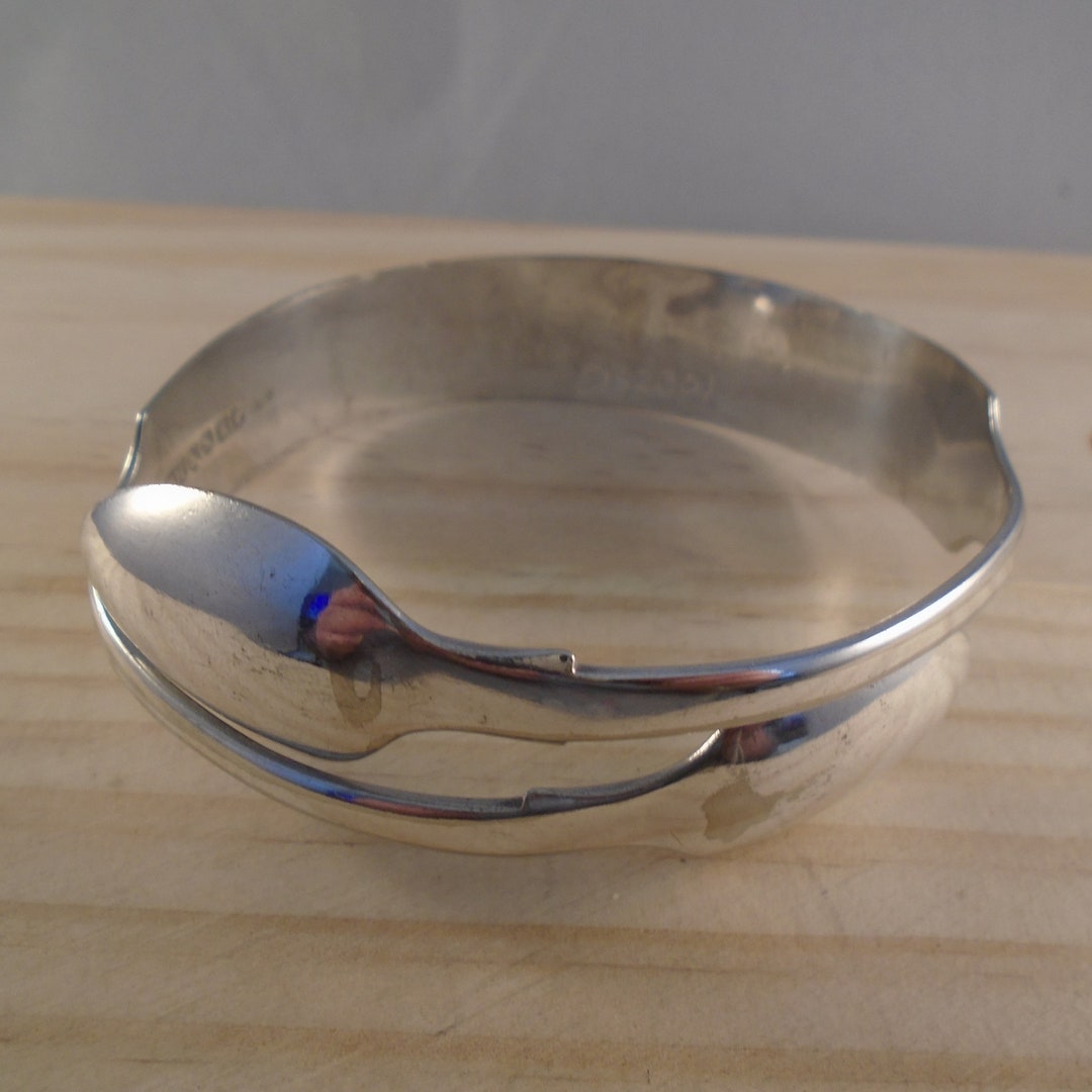 Upcycled Silver Plated Plain Sugar Tong Bangle Etsy