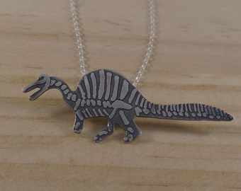 Sterling Silver Spinosaurus Fossil Necklace