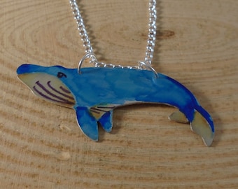 Anodised Aluminium Blue Whale Necklace