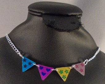 Anodised Aluminium Four Bunting Necklace