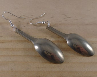 Upcycled Silver Plated Sugar Tong Spoon Earrings