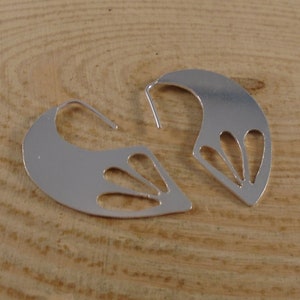 Sterling Silver Pierced Machete Hook Statement Earrings