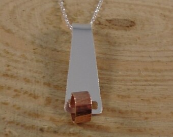 Sterling Silver and Copper Fiddle Circle Necklace