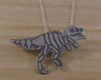 Sterling Silver T-Rex Fossil Necklace