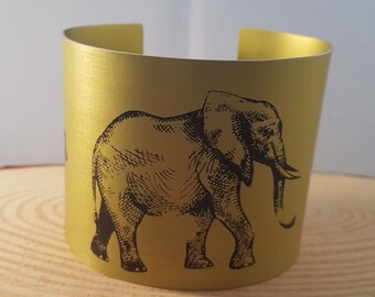 Handmade Yellow Aluminum Animal Bangle: Safari Statement Jewelry
