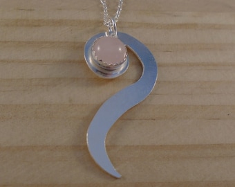 Sterling Silver and Rose Quartz Swirl Necklace