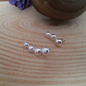 Sterling Silver Curved Ball Earrings