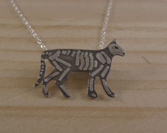 Sterling Silver Cat Skeleton Necklace