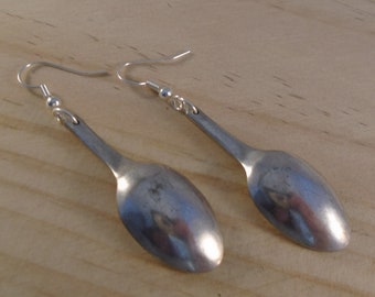 Upcycled Silver Plated Sugar Tong Spoon Earrings