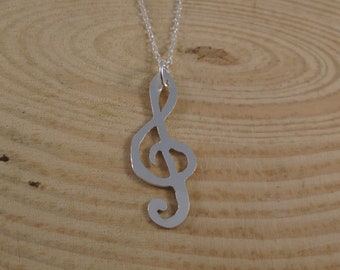 Sterling Silver Treble Clef Necklace, Musician Gift, Music Lover Gift