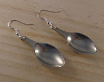 Upcycled Silver Plated Sugar Tong Spoon Earrings