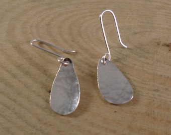 Sterling Silver Hammered Teardrop Earrings