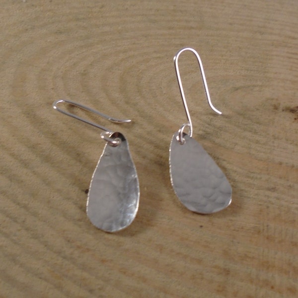 Sterling Silver Hammered Teardrop Earrings