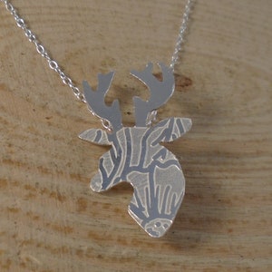 Sterling Silver Mehndi Stag Necklace