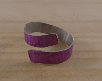 Anodised Aluminium Pink Purple Hammered Adjustable Ring