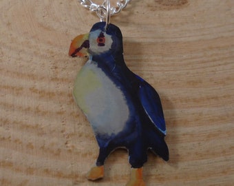 Anodised Aluminium Puffin Necklace, Hypoallergenic Jewellery