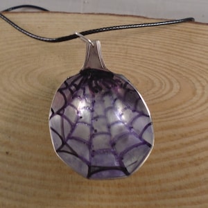 Upcycled Silver Plater Spider Web Fruit Spoon Necklace