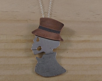 Sterling Silver and Copper Hatted Skeleton Necklace