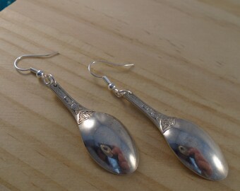 Upcycled Silver Plated Sugar Tong Spoon Earrings