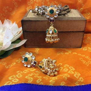 Gold Plated Kundan Jhumkas image 1