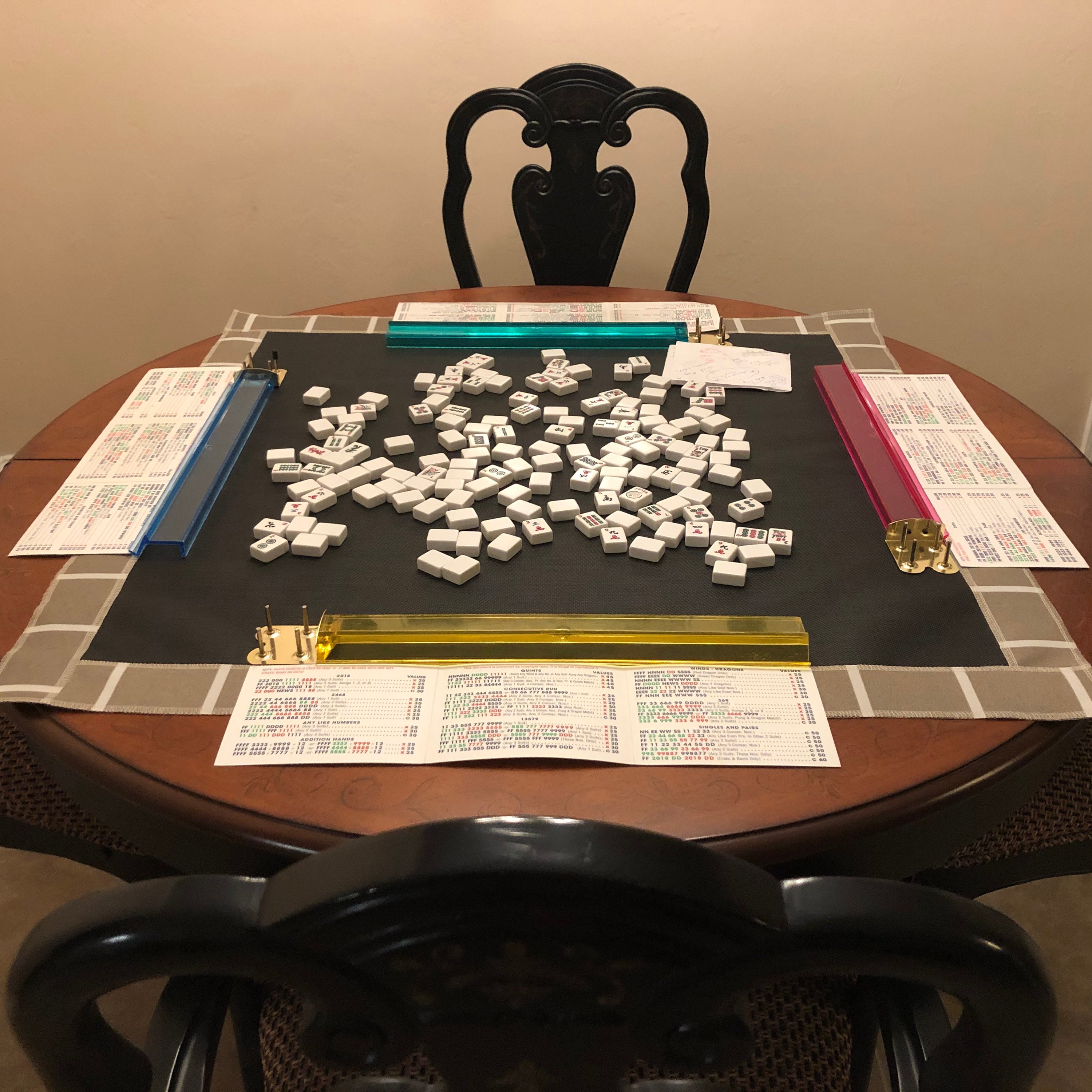 Mahjong Table Mat Tan/White Design and Matching Carry Strap Etsy