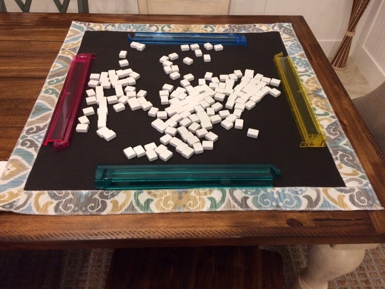 Mahjong Screen Mat Coastal Design And Matching Carry Strap Made By A Mahjong Player Usps Free Shipping