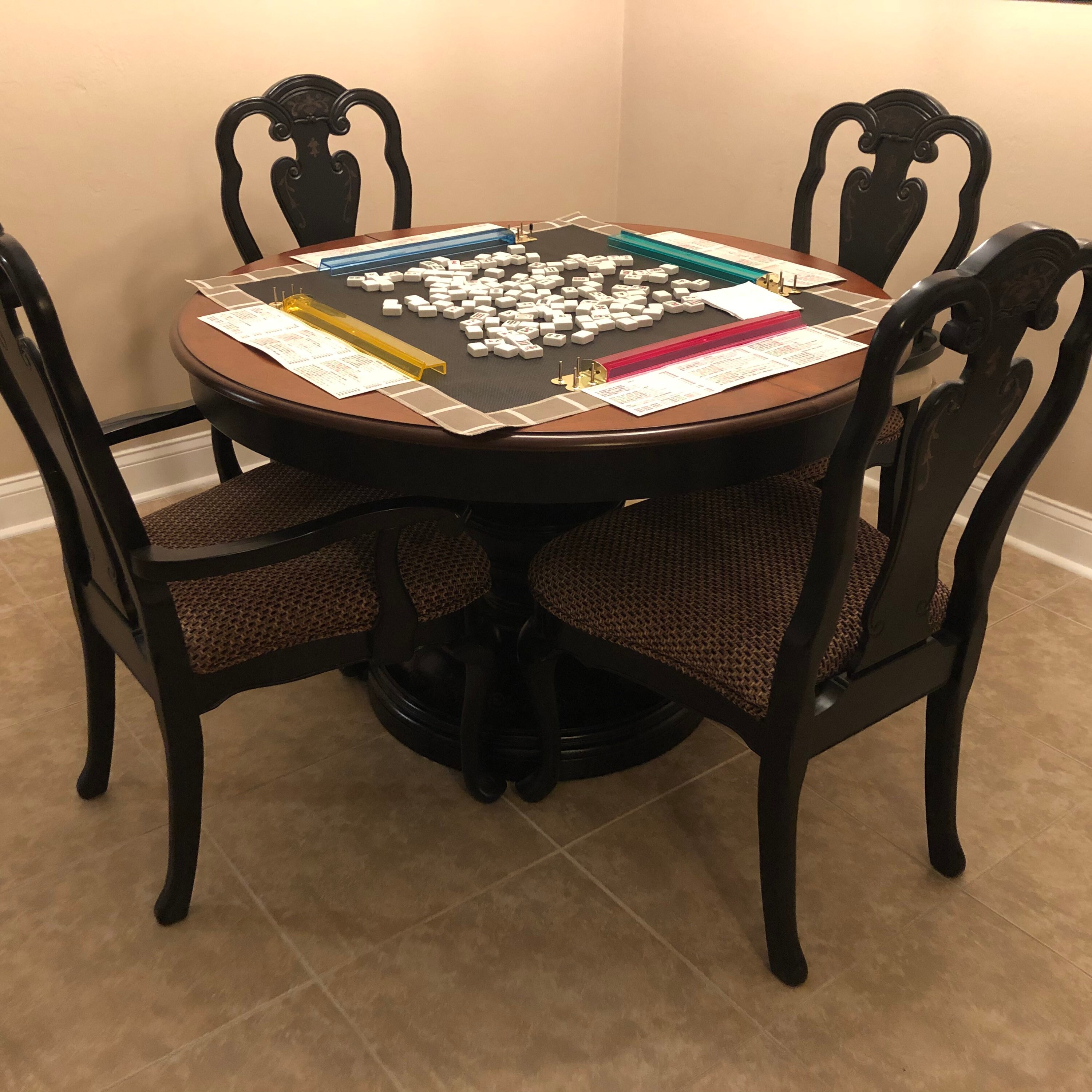 Mahjong Table Mat Tan/white Design and Matching Carry Strap Etsy UK