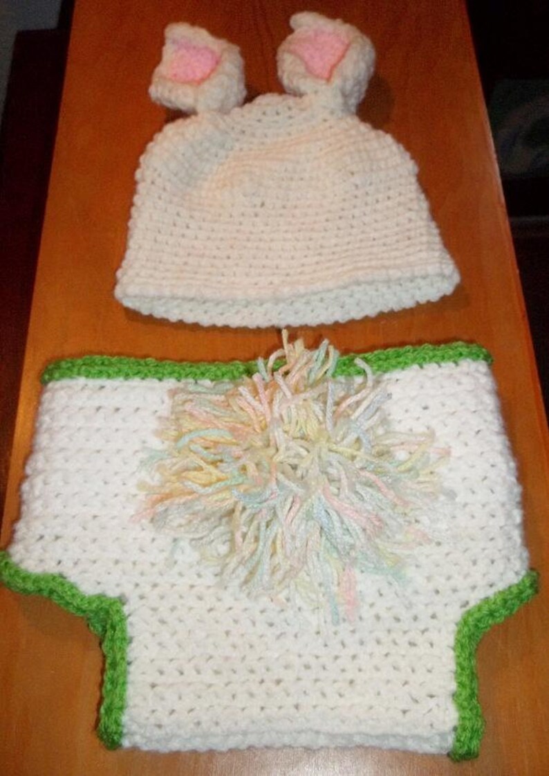 bunny tail Crochet carrots Spring photo prop costume bunny Easter Bunny Beanie Hat and Diaper Cover plain face