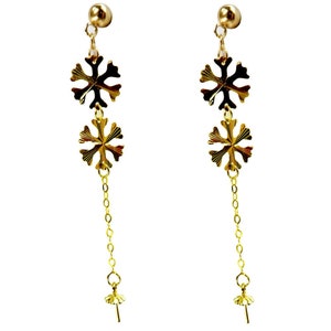 18k Yellow Gold Dangle Pearl Earring Setting
