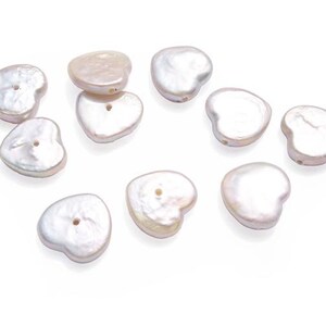 Heart Shaped Coin Pearl Undrilled or Half-drilled