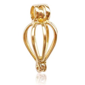 14K Solid& REAL Gold in a Heart Shaped Cage for a Keep Sake Pearl or Any Gemstone
