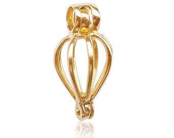 14K Solid& REAL Gold in a Heart Shaped Cage for a Keep Sake Pearl or Any Gemstone