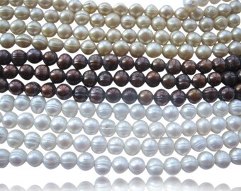 9-10mm Semi-Round Pearl Strands with Larger Holes