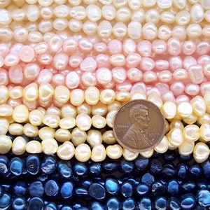 White Champagne and Light Baby Pink 5-6mm Baroque Shaped Pearl Strands