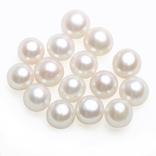 High Luster 11-12mm Large Near Round AAA Pearl Undrilled Or Half Drilled