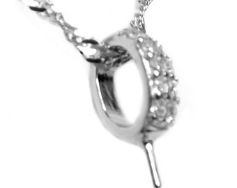Beautiful Micro-paved 925 Sterling Silver Pendant Setting