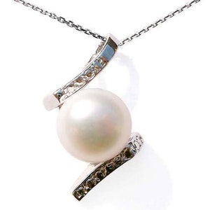 7-8mm AAA Real Pearl Sterling Silver Pendant Free 16in Silver Chain