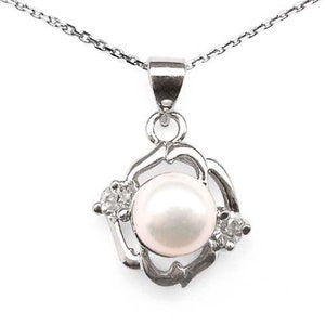 7-8mm Symmetrical Pearl Pendant with 16inch Sterling Silver Chain