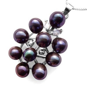 Flower Shaped Cluster Pearl Pendant with Free Sterling Silver Chain