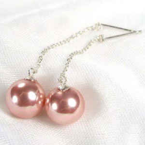Dangling 10mm Southsea Shell Silver Pearl Earrings