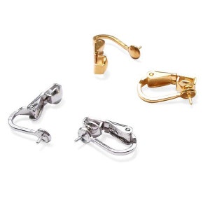 14K Yellow or White Gold Over 925 Sterling Silver Lever Back Clipped Earrings Settings