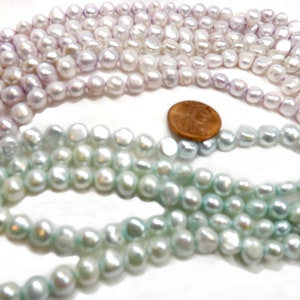 Light Purple and Light Green 7-8mm Baroque Shaped Pearl Strands