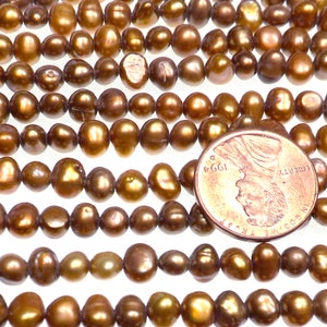 Beautiful 5-6mm Brown or Chocolate Colored Nice Quality Baroque Pearls on a Temporarily Strung Strand to Make Your Own Unique Jewelry