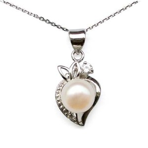 Genuine 9mm Pearl Strawberry Shaped Silver Pendant